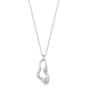 NEW ANIA HAIE women's twisted wave drop pendant necklaces in silver
